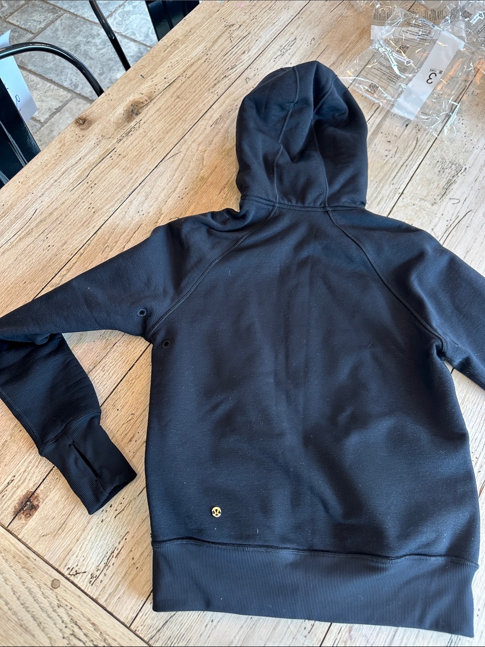 lululemon athletica Women’s Black Zip-Up Hoodie with Gold Zipper - Picture 3 of 4